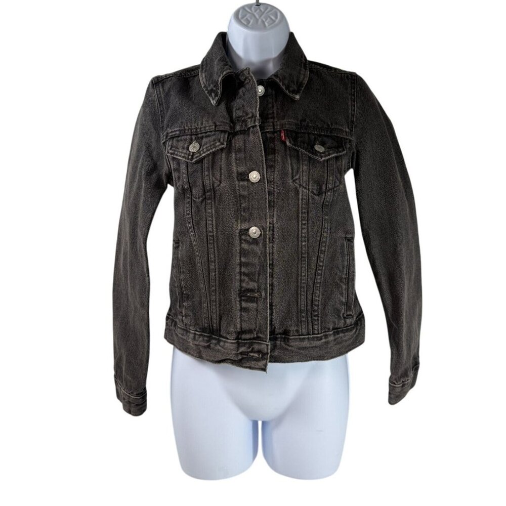 Levi Strauss & Company Women's Original Washed Black Denim Trucker Jacket Sz‎ XS